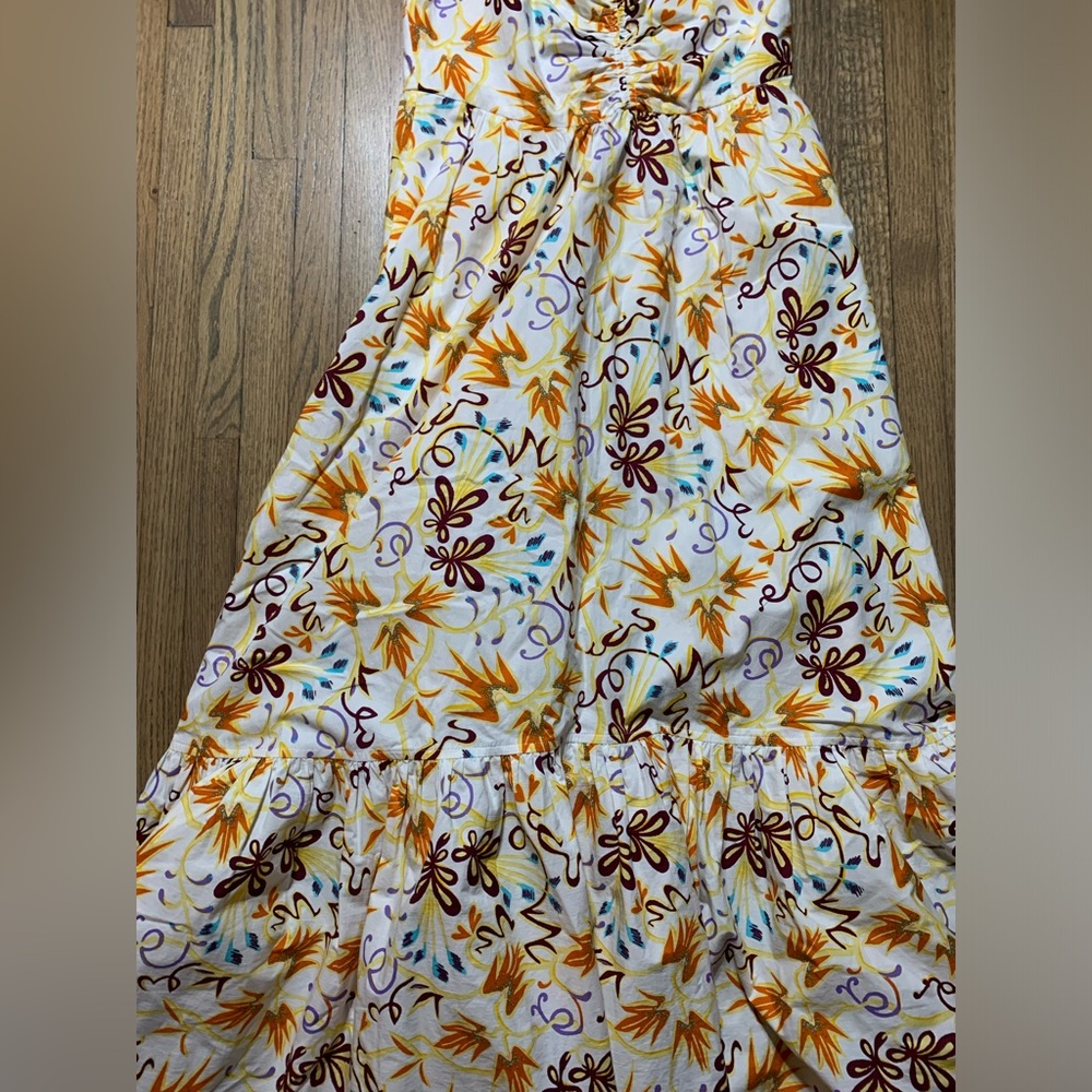 A.L.C. Floral Spaghetti-Strap Midi Dress in White, Yellow, Orange - Picture 3 of 7